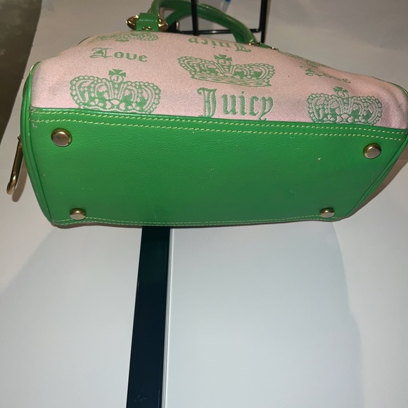 RARE Vintage Green & Pink Juicy Couture Bowler Bag Purse Satchel y2k preloved - Picture 9 of 9